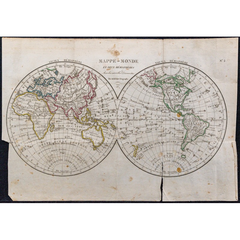 1828 - Mappe-Monde en deux hémisphères 