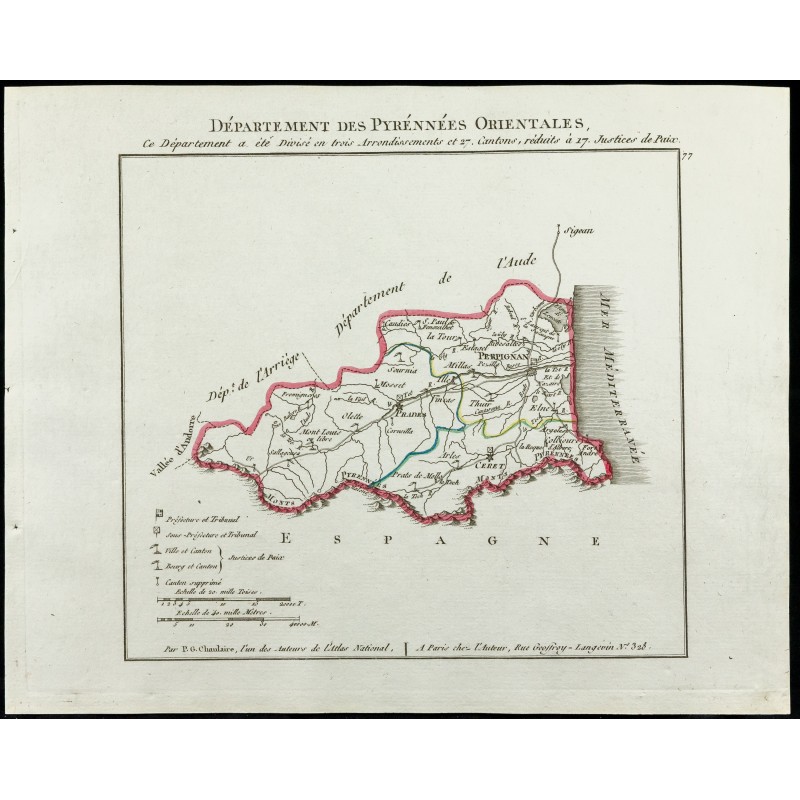 Gravure de 1802 - Département des Pyrénées Orientales - 1