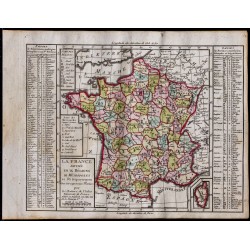 1791 - Carte des départements et provinces de la France 
