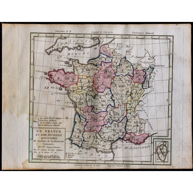 1791 - Carte des divisions militaires de la France 