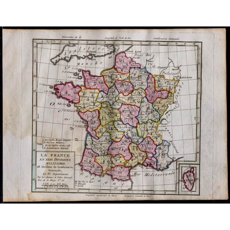 1791 - Carte de la France en divisions militaires 