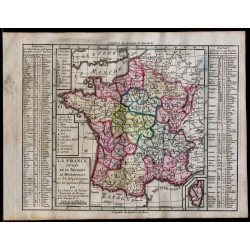 1791 - Carte des départements et provinces de la France 