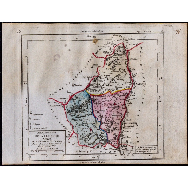 1791 - Carte de l'Ardèche 