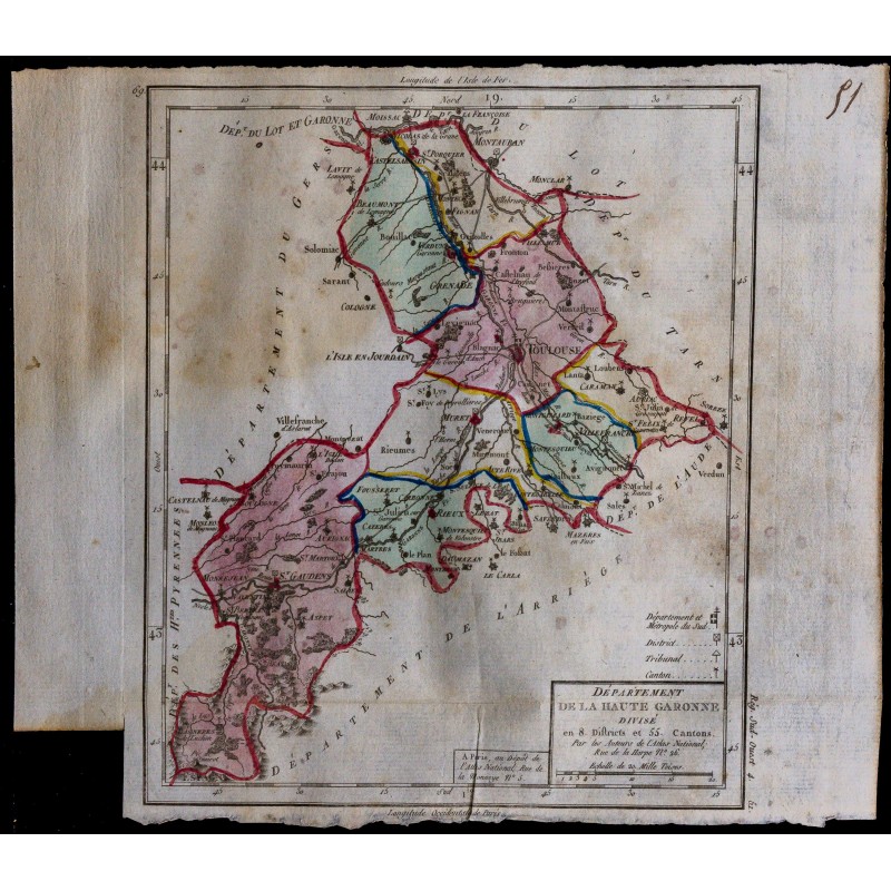1791 - Carte de la Haute-Garonne 