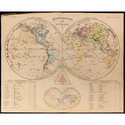 1838 - Carte du monde en deux hémisphères 