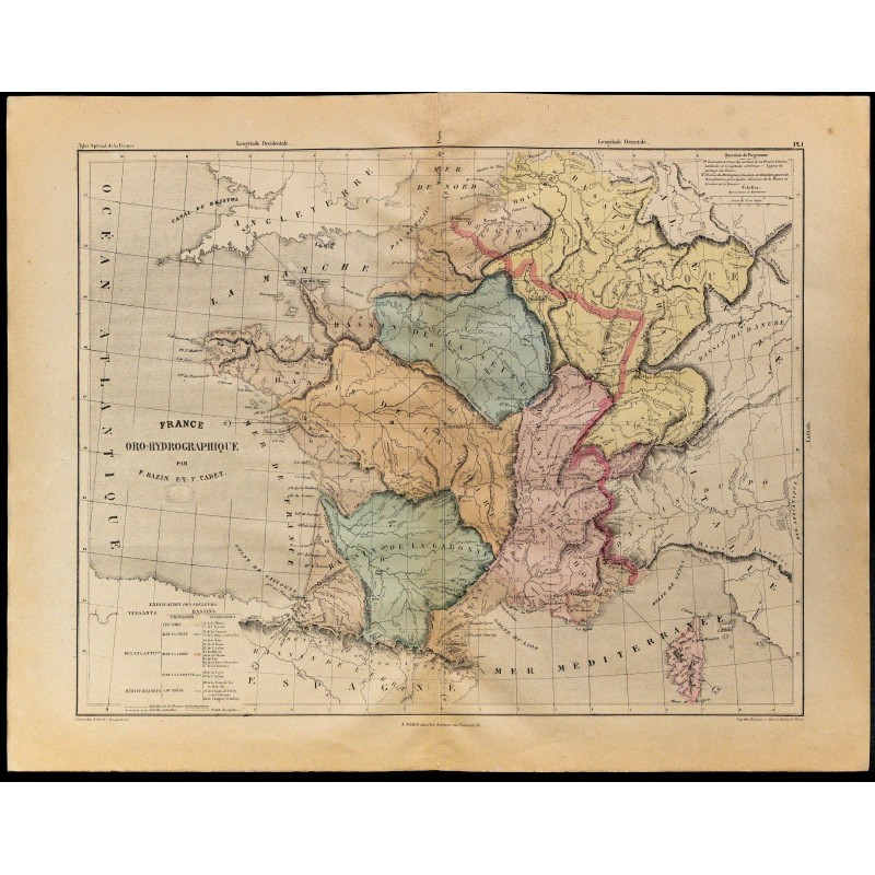 1867 - Carte de France hydrographique 