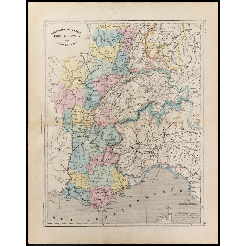 1867 - Carte des frontières orientales de la France 