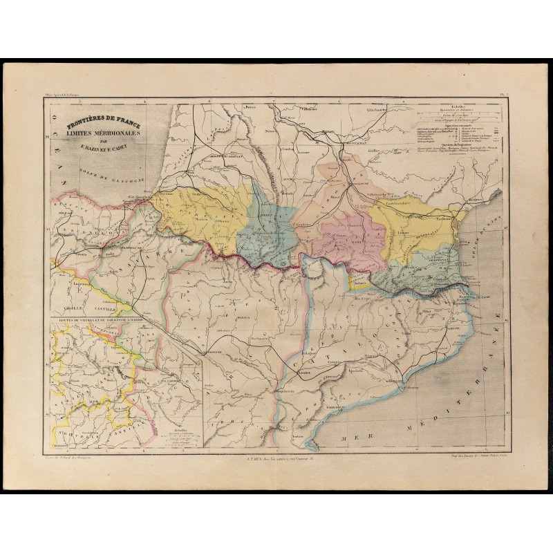 1867 - Carte des Pyrénées et de la frontière franco-espagnole 