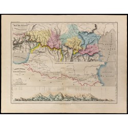1867 - Carte des Pyrénées entre France et Espagne 