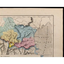 1867 - Carte des Pyrénées entre France et Espagne 