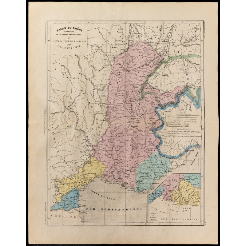 1867 - Carte du bassin du Rhône 