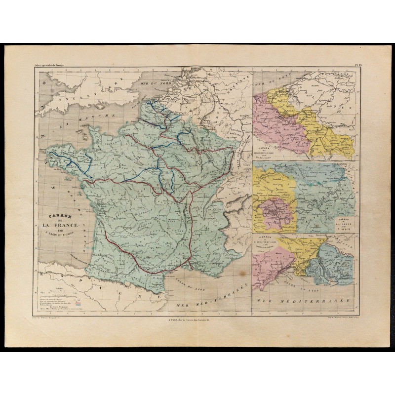 1867 - Carte de France et de ses canaux 