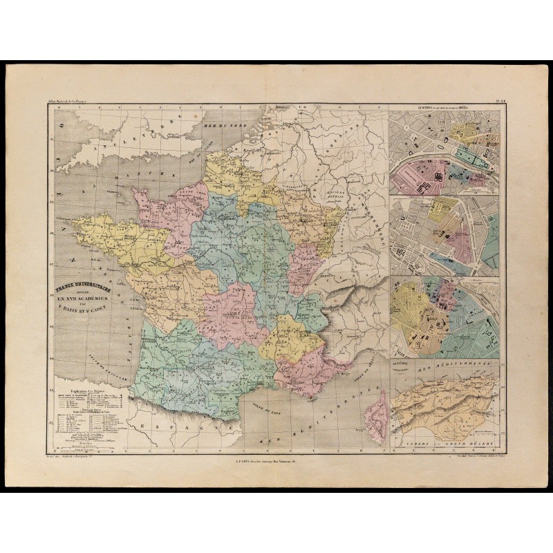 1867 - Carte de France universitaire 