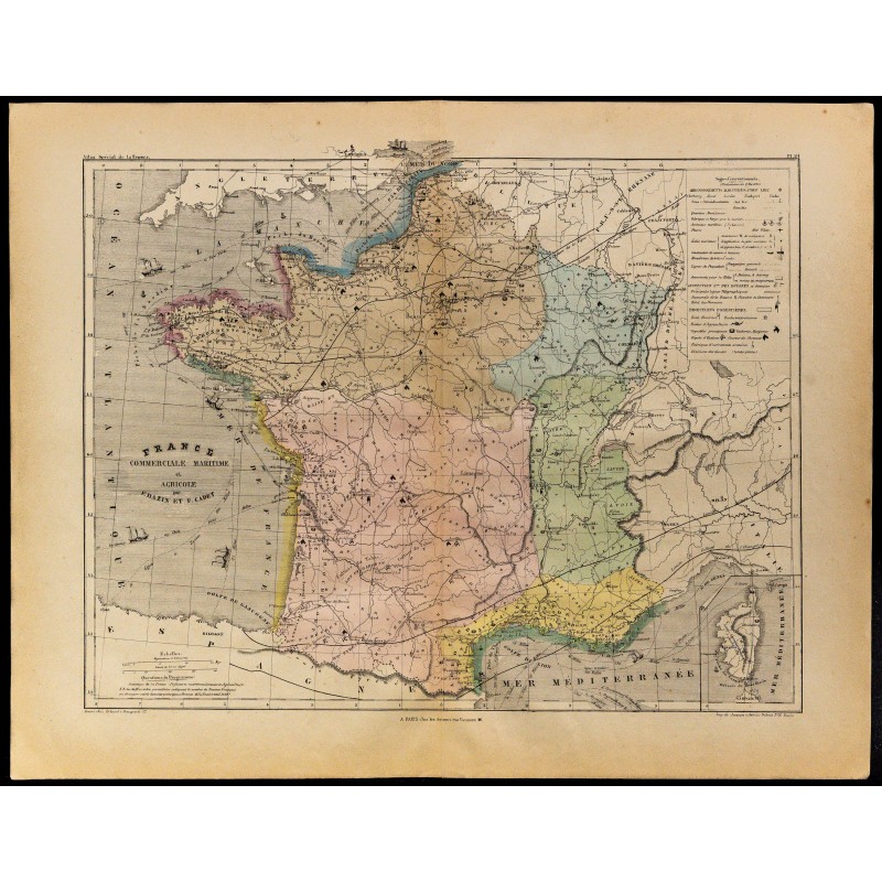 1867 - Carte de la France commerciale maritime et agricole 