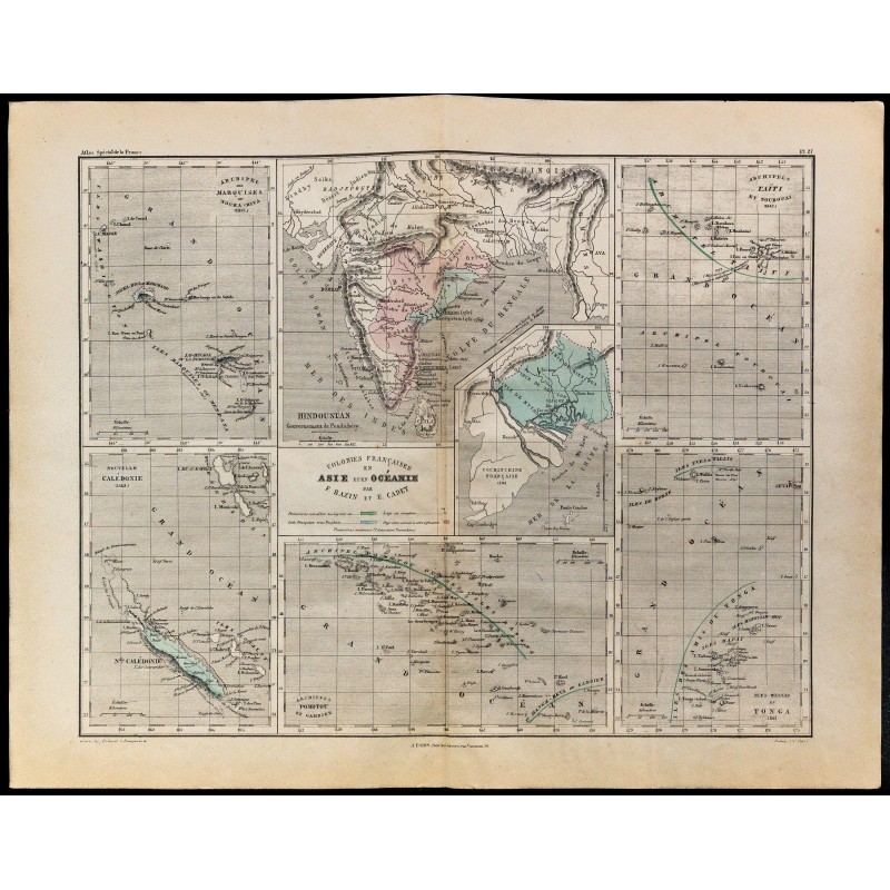 1867 - Carte des colonies françaises en Asie et Océanie 