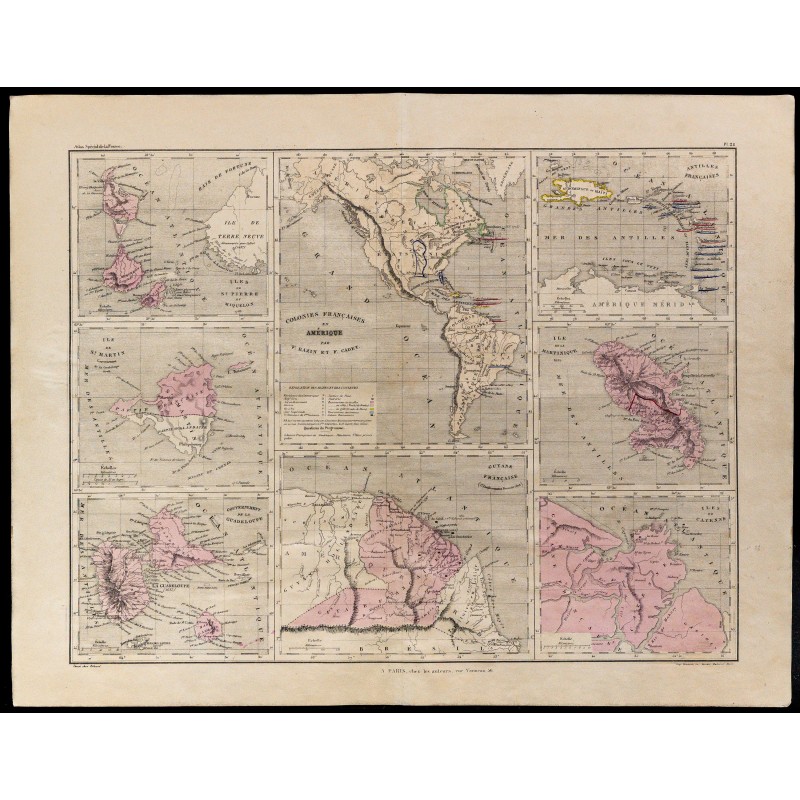 1867 - Carte des colonies françaises en Amérique 