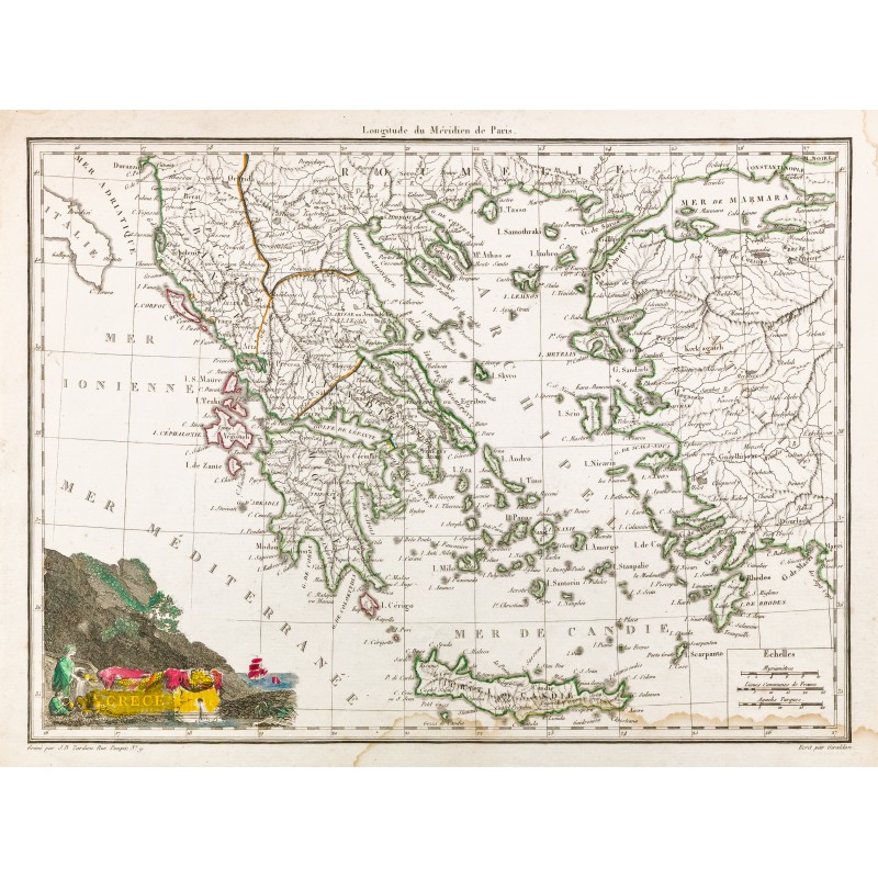 Gravure de 1812 - Carte de la Grèce - 1
