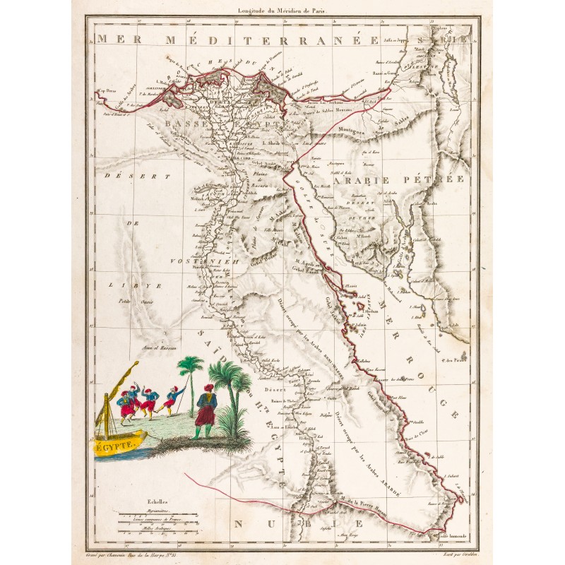 Gravure de 1812 - Carte de l'Égypte - 1