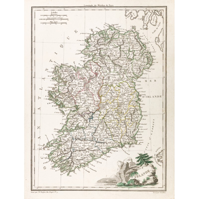 Gravure de 1812 - Carte de l'Irlande - 1