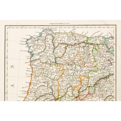 Gravure de 1812 - Carte de l'Espagne occidentale et Portugal - 3