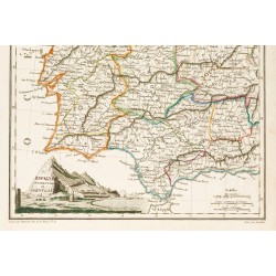 Gravure de 1812 - Carte de l'Espagne occidentale et Portugal - 4