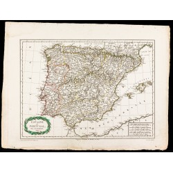 Gravure de 1809 - Carte de l'Espagne et du Portugal - 2