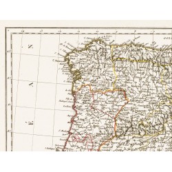 Gravure de 1809 - Carte de l'Espagne et du Portugal - 3