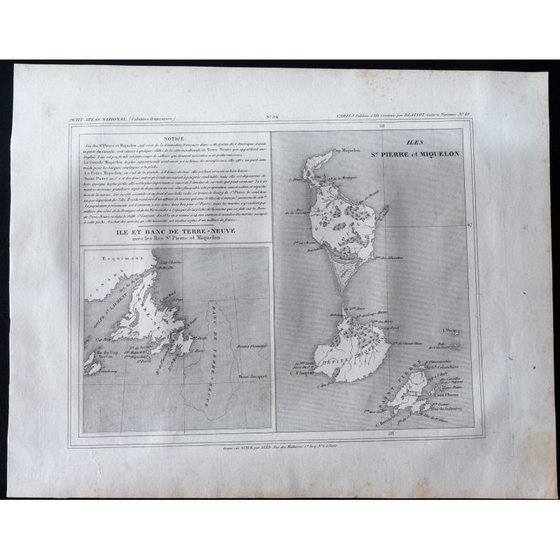 Gravure de 1833 - Iles St Pierre et Miquelon - 1