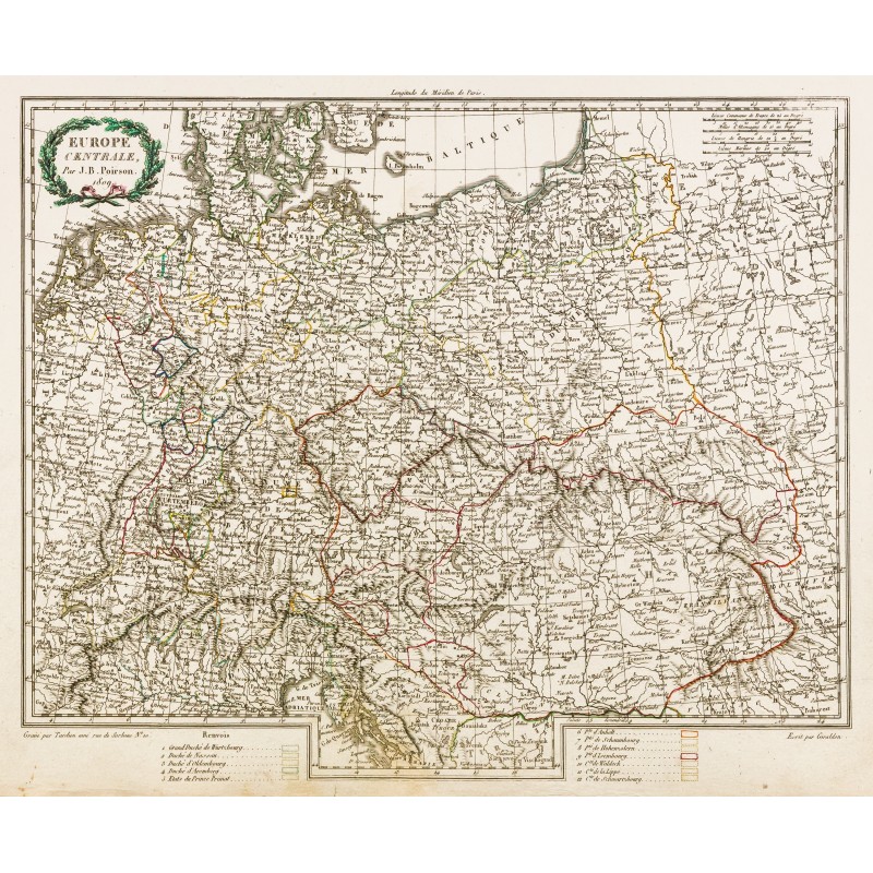 Gravure de 1809 - Carte de l'Europe centrale - 1