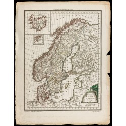Gravure de 1809 - Carte de Danemark, Suède, et Norvège - 2
