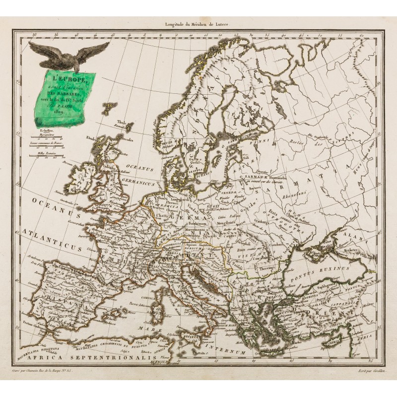 Gravure de 1809 - Europe avant l'invasion des barbares - 1