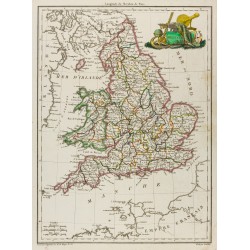 Gravure de 1812 - Carte de l'Angleterre - 1