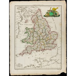 Gravure de 1812 - Carte de l'Angleterre - 2