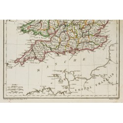 Gravure de 1812 - Carte de l'Angleterre - 4