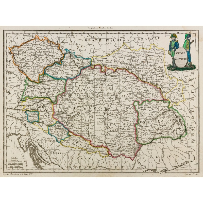 Gravure de 1812 - Carte de l'Empire d'Autriche - 1