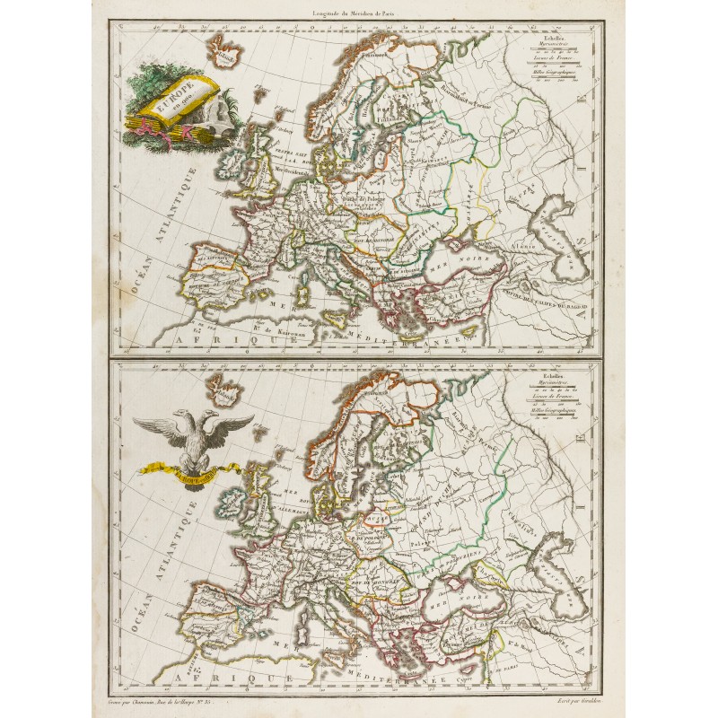 Gravure de 1812 - Europe en 900 et en 1100 - 1