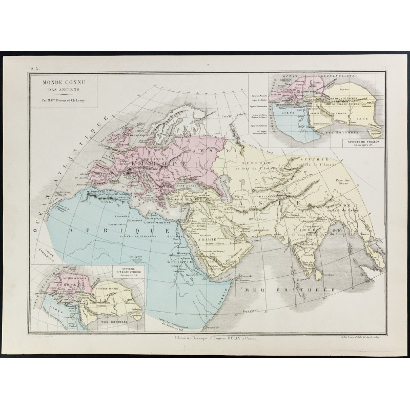 Gravure de 1872 - Monde connu des anciens - 1