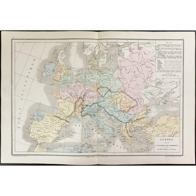 Gravure de 1872 - Europe après l'invasion des barbares - 1