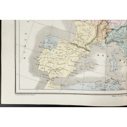 Gravure de 1872 - Europe après l'invasion des barbares - 4