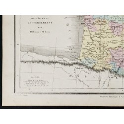 Gravure de 1872 - France divisée en 32 gouvernements - 4