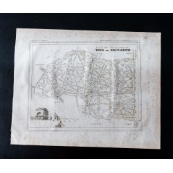 Gravure de 1833 - Plan du bois de Boulogne par Monin - 1