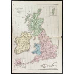 Gravure de 1872 - Carte des Iles britanniques - 1