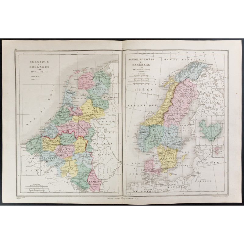 Gravure de 1872 - Benelux et Scandinavie - 1