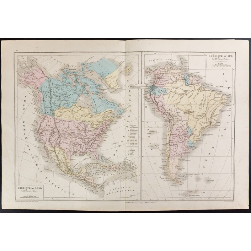 Gravure de 1872 - Amérique du Nord et du Sud - 1