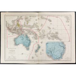 Gravure de 1872 - Carte de l'Océanie - 1