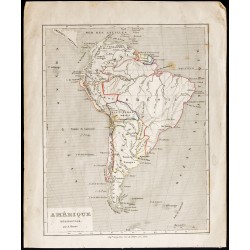 Gravure de 1840ca - Carte de l'Amérique Méridionale - 1