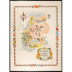 Gravure de 1951 - Carte d'Europe centrale - 1