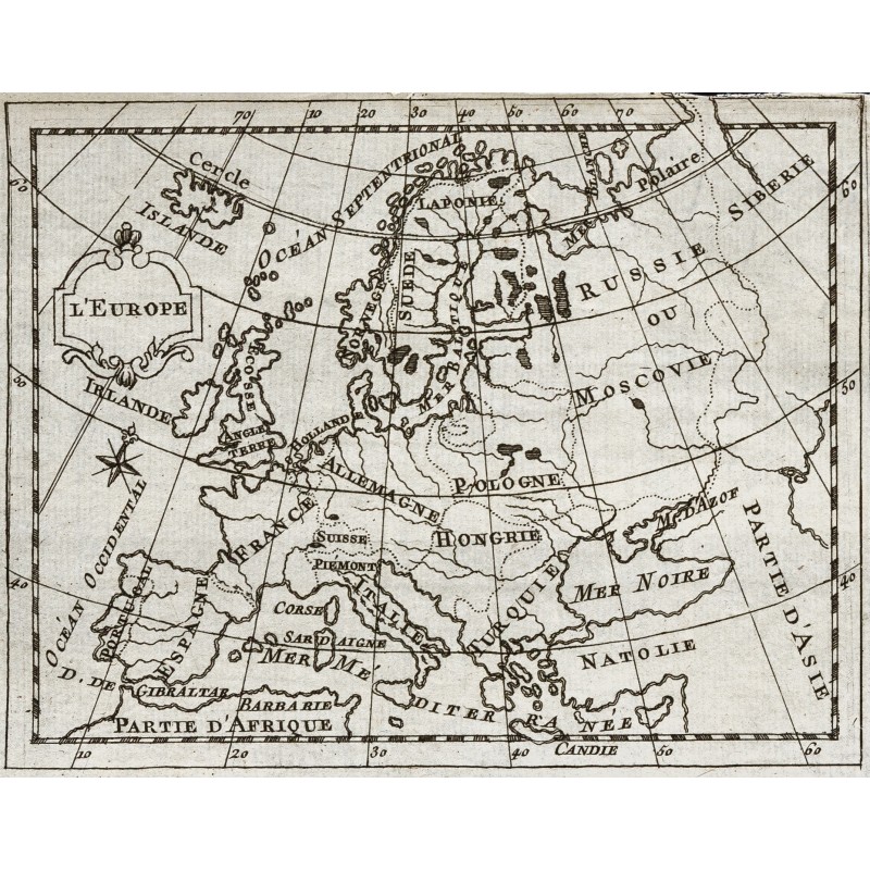 Gravure de 1773 - Carte de l'Europe - 1