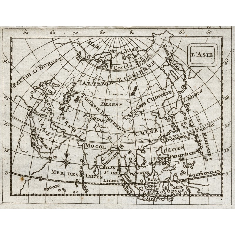 Gravure de 1773 - Carte de l'Asie - 1