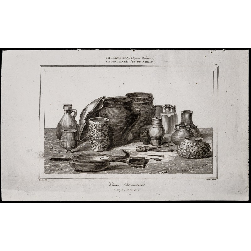 Gravure de 1842 - Vases & Ustensiles - 1
